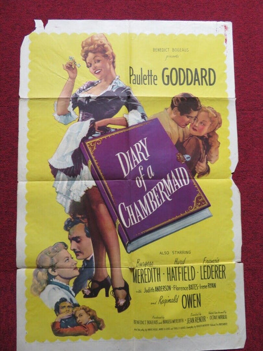 DIARY OF A CHAMBERMAID FOLDED US ONE SHEET POSTER PAULETTE GODDARD MEREDITH 1946