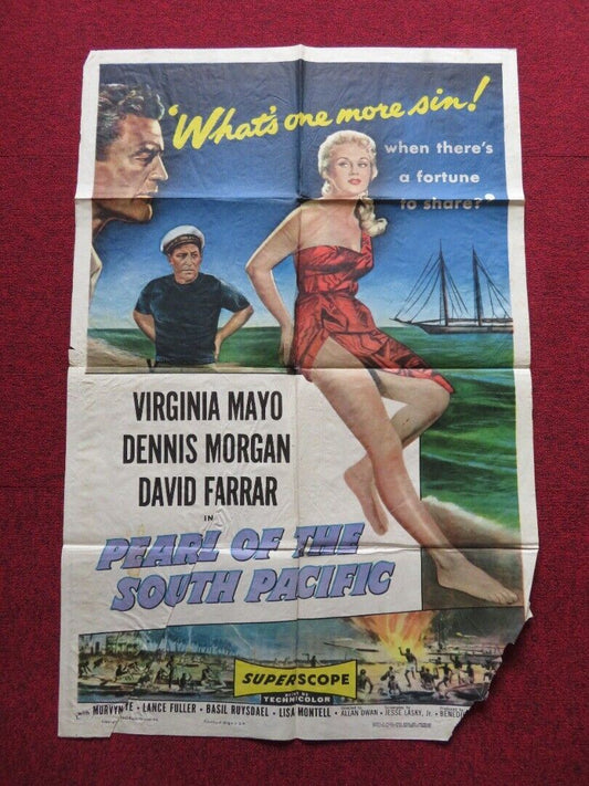 PEARL OF THE SOUTH PACIFIC FOLDED US ONE SHEET POSTER VIRGINIA MAYO 1955 - Rendezvous Cinema