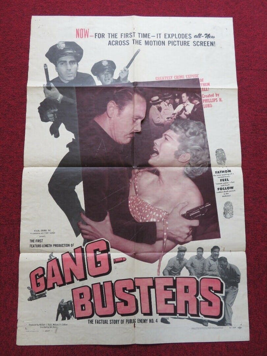 GANG BUSTERS FOLDED US ONE SHEET POSTER MYRON HEALEY DON C.HARVEY 1954