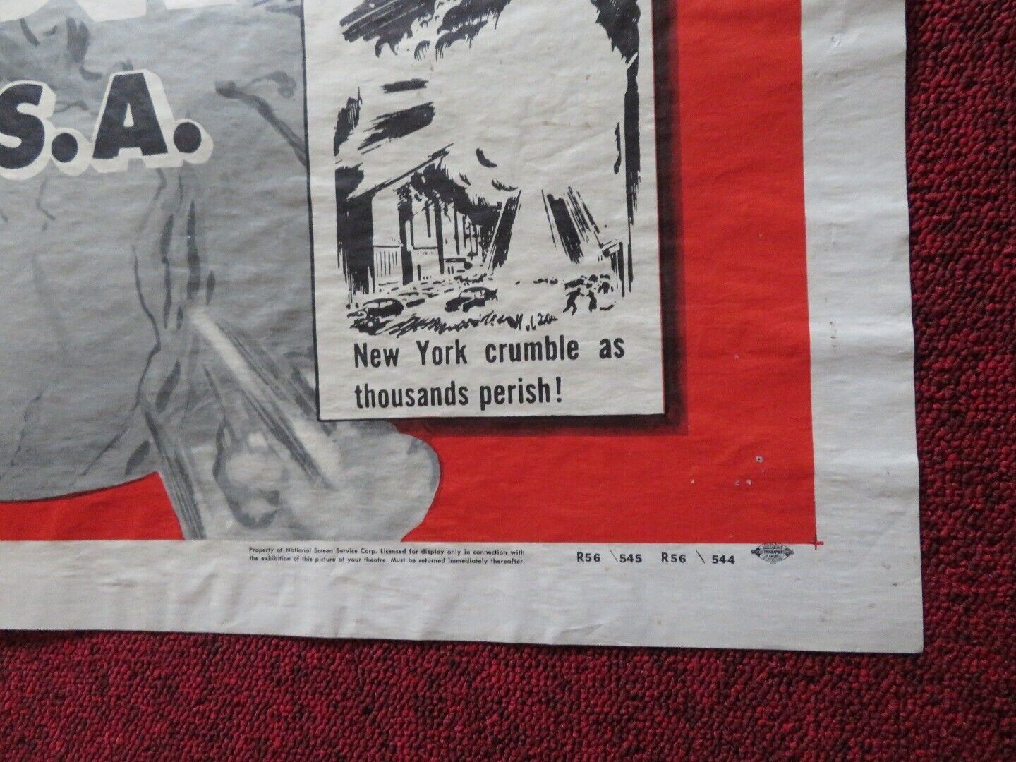1000 YEARS FROM NOW / INVASION U.S.A. FOLDED US ONE SHEET POSTER 1956 R. CLARKE