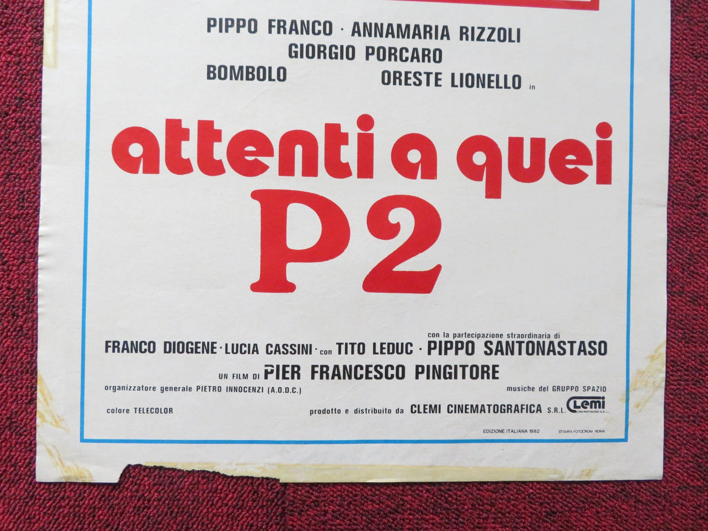 ATTENTI A QUEI P2 ITALIAN LOCANDINA POSTER PIPPO FRANCO GIORGIO PORCARDO 1982 Rendezvous Cinema Movie posters
