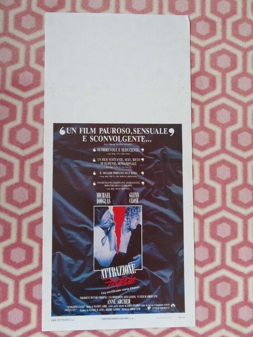 ATTRAZIONE FATALE/ Fatal Attraction ITALIAN LOCANDINA (27.5"x 13") POSTER 1987 Movie posters