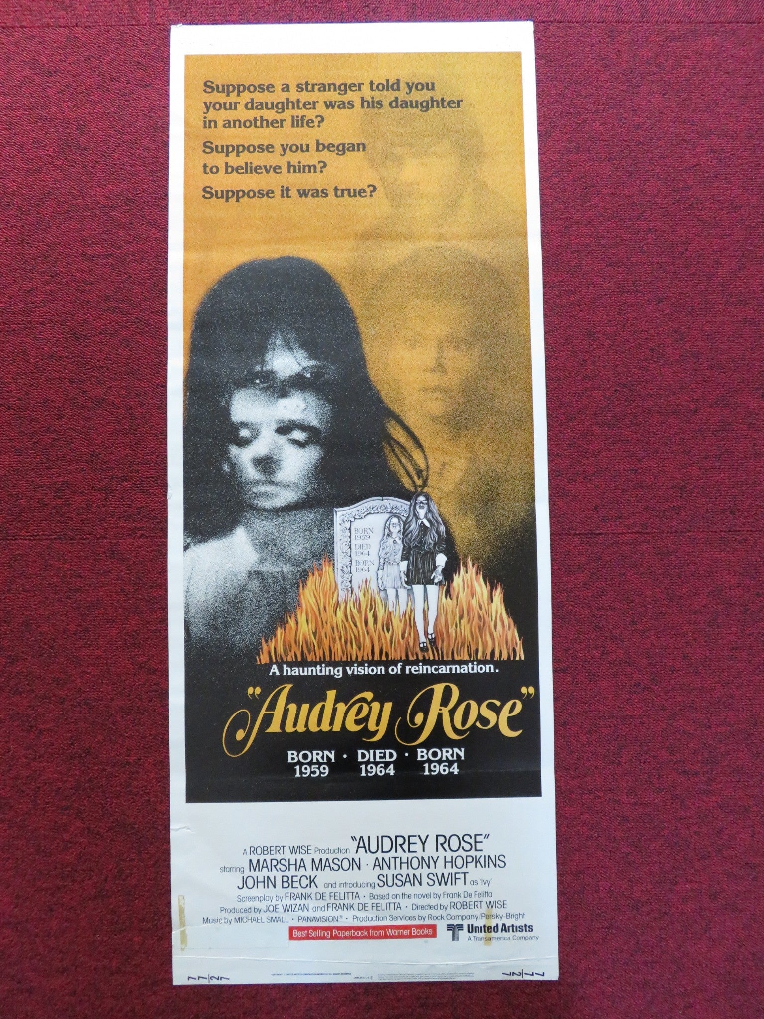 AUDREY ROSE US INSERT (14"x 36") POSTER MARSHA MASON ANTHONY HOPKINS 1977 Rendezvous Cinema Movie posters