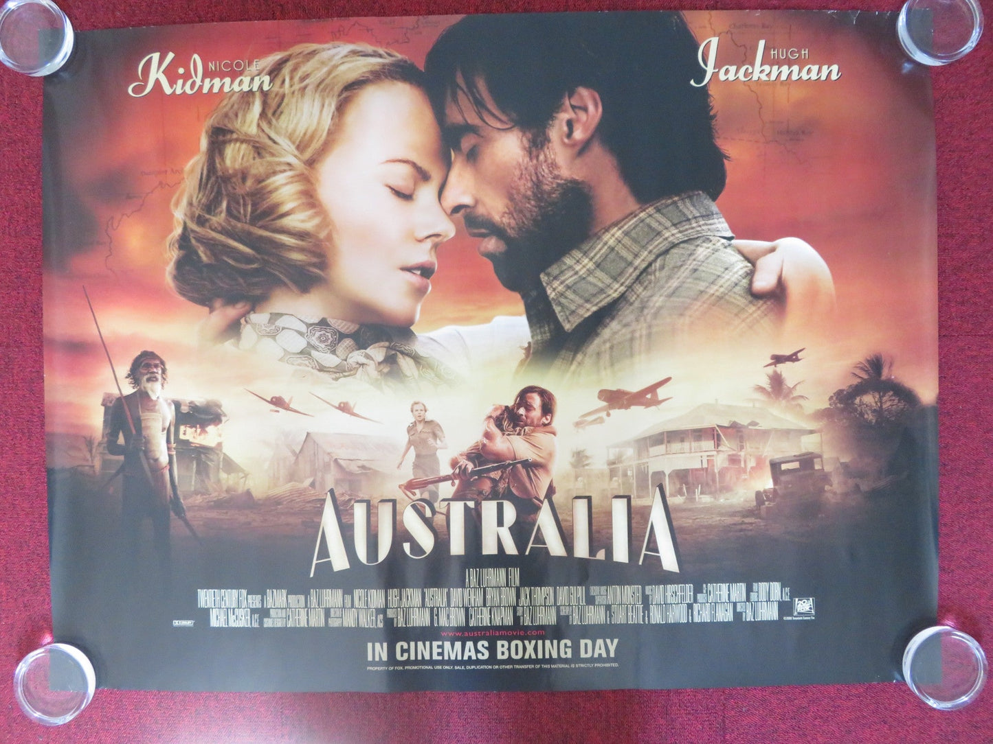 AUSTRALIA UK QUAD (30"x 40") ROLLED POSTER HUGH JACKMAN NICOLE KIDMAN 2008 Rendezvous Cinema Movie posters