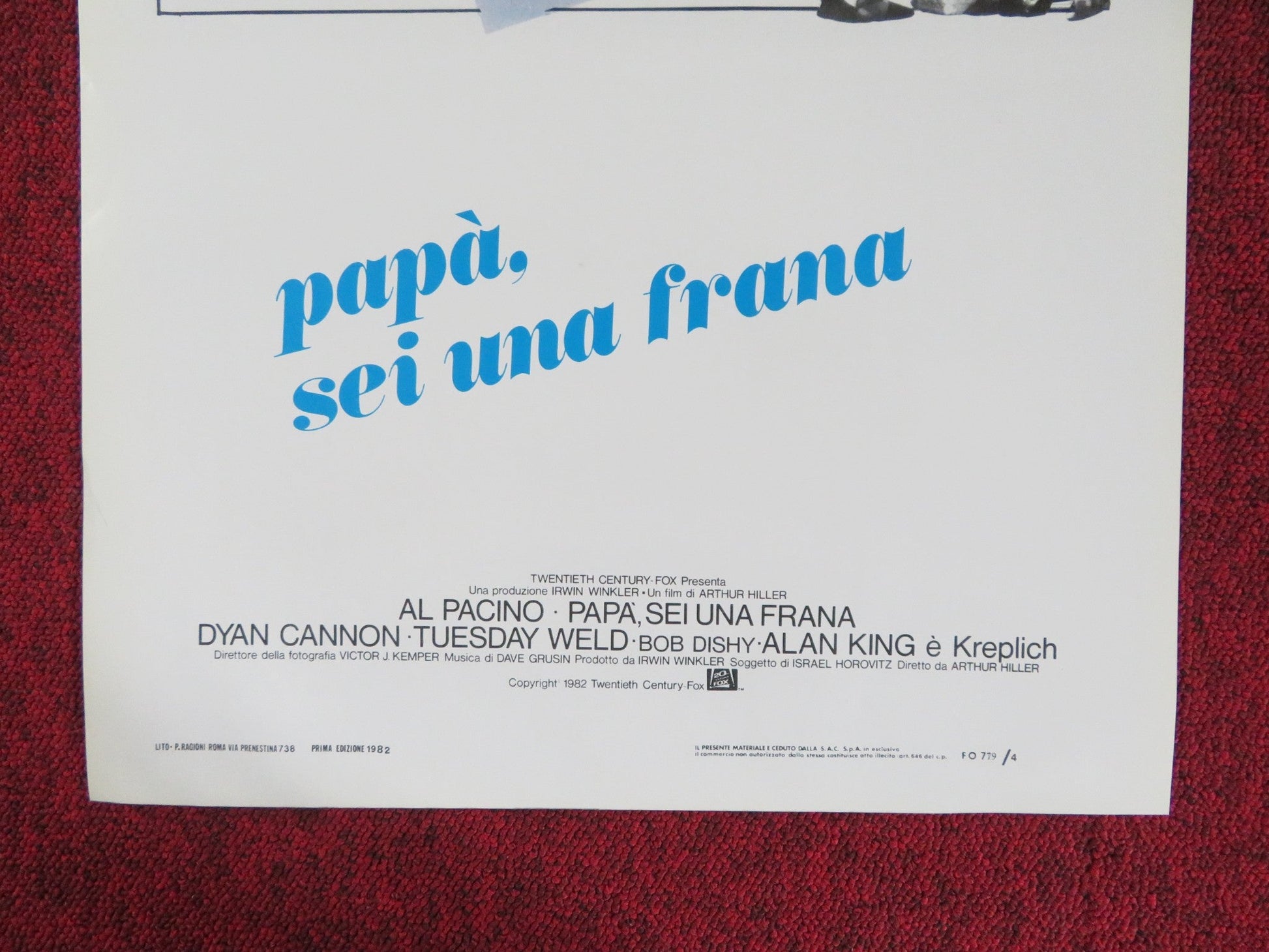 AUTHOR! AUTHOR! ITALIAN LOCANDINA POSTER AL PACINO DYAN CANNON 1982 Rendezvous Cinema Movie posters