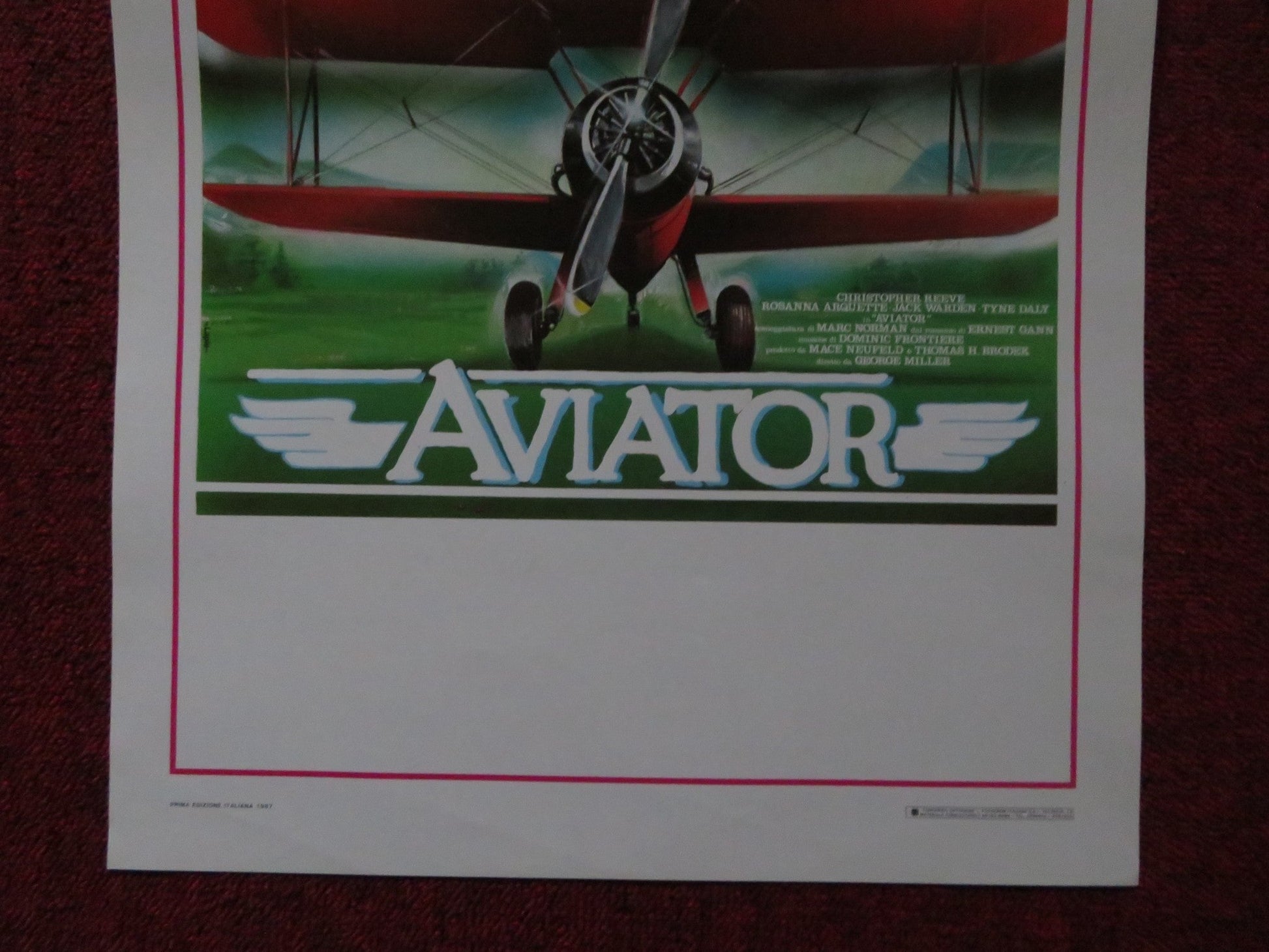 AVIATOR ITALIAN LOCANDINA POSTER CHRISTOPHER REEVE ROSANNA ARQUETTE 1985 Rendezvous Cinema Movie posters