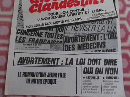 Avortement clandestin! BELGIUM (21"x 14") POSTER Mireille Dargent 1973 Movie posters
