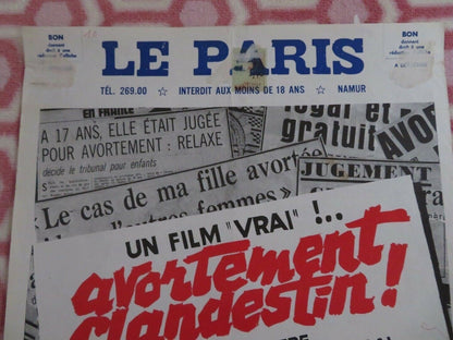 Avortement clandestin! BELGIUM (21"x 14") POSTER Mireille Dargent 1973 Movie posters