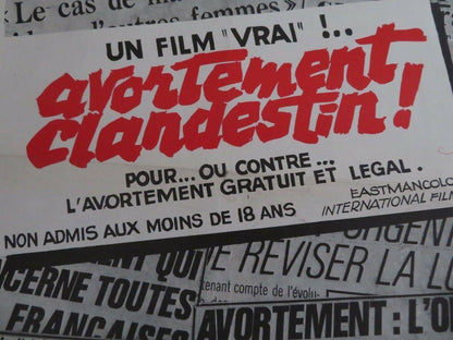 Avortement clandestin! BELGIUM (21"x 14") POSTER Mireille Dargent 1973 Movie posters