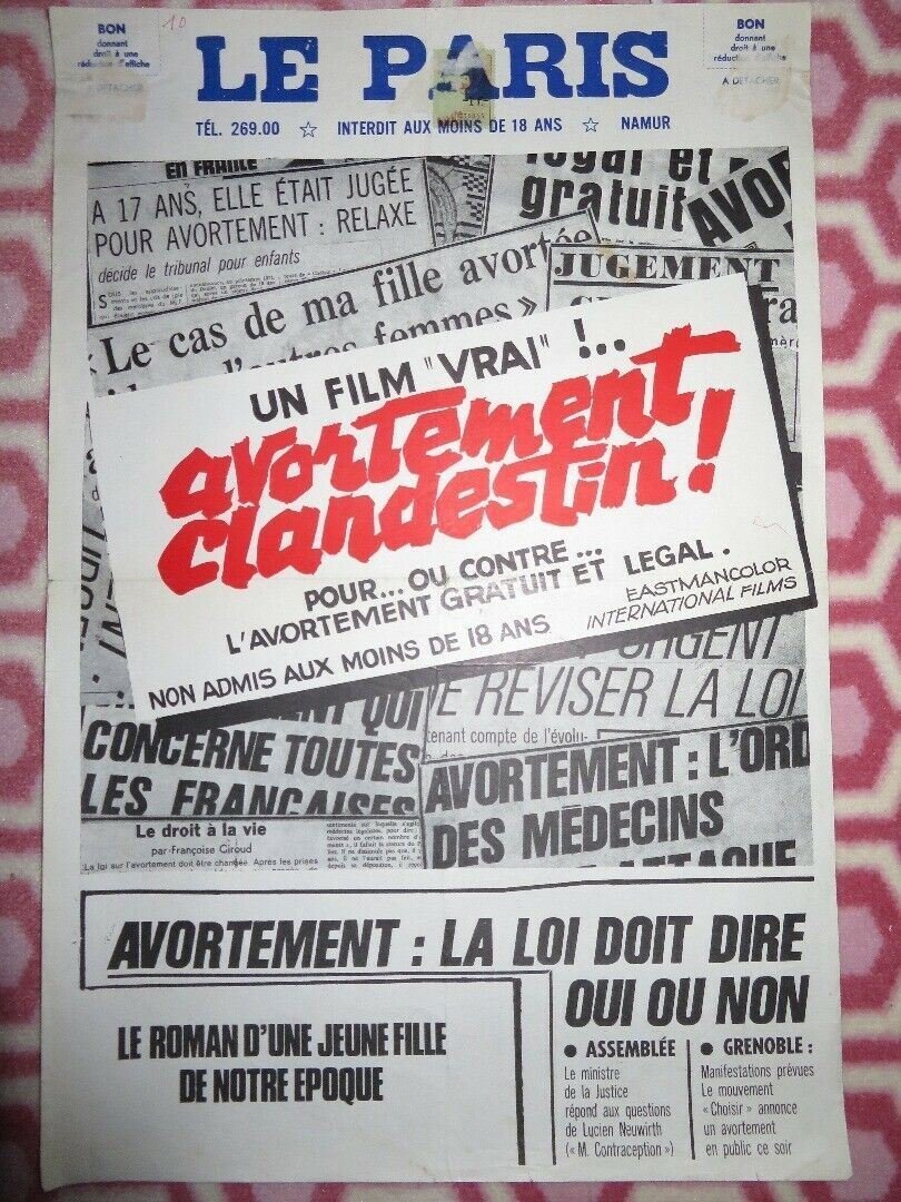 Avortement clandestin! BELGIUM (21"x 14") POSTER Mireille Dargent 1973 Movie posters