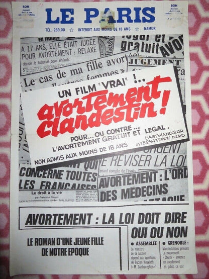 Avortement clandestin! BELGIUM (21"x 14") POSTER Mireille Dargent 1973 Movie posters