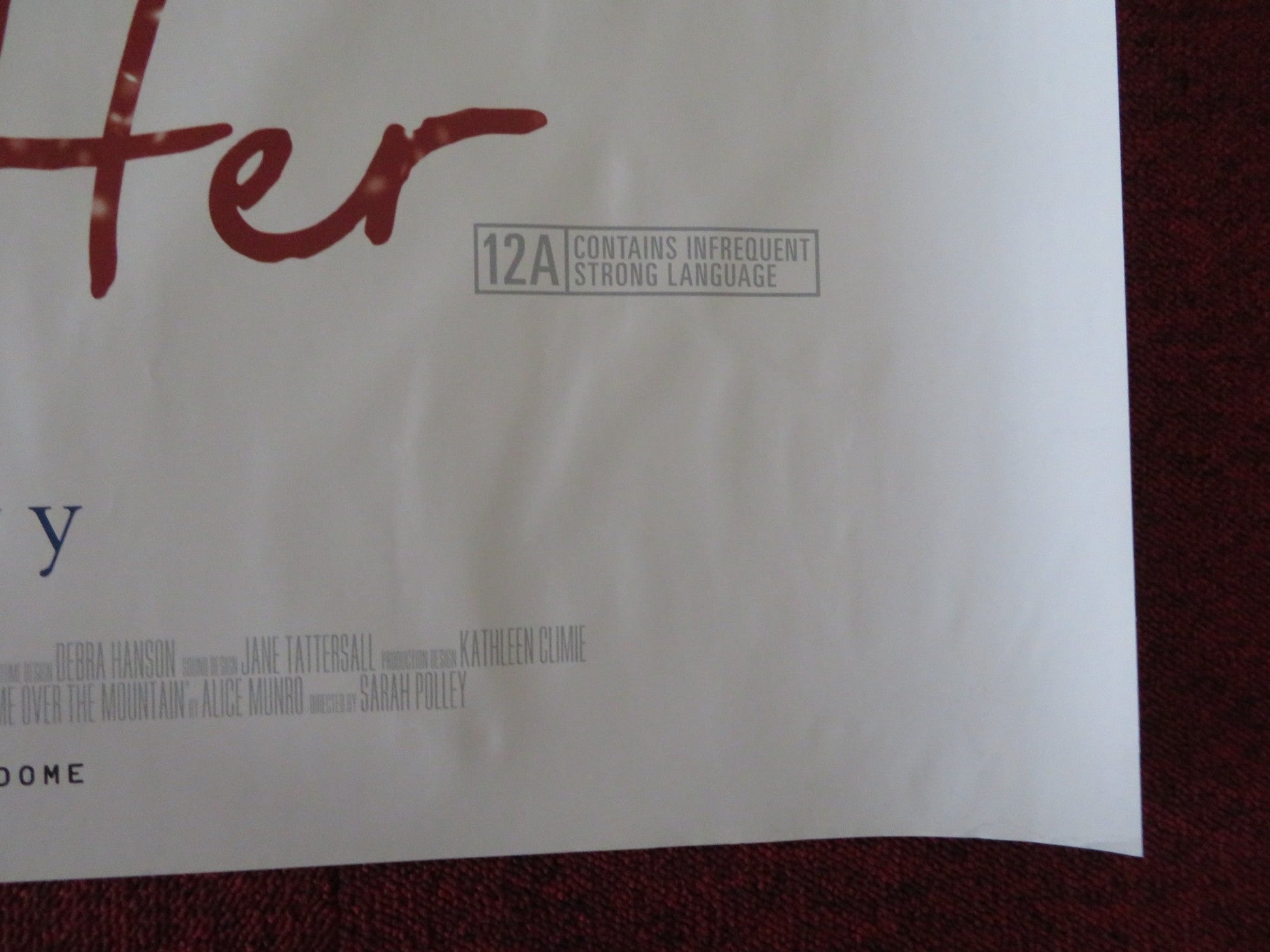 AWAY FROM HER UK QUAD (30"x 40") ROLLED POSTER JULIE CHRISTIE G. PINSENT 2006 Rendezvous Cinema Movie posters