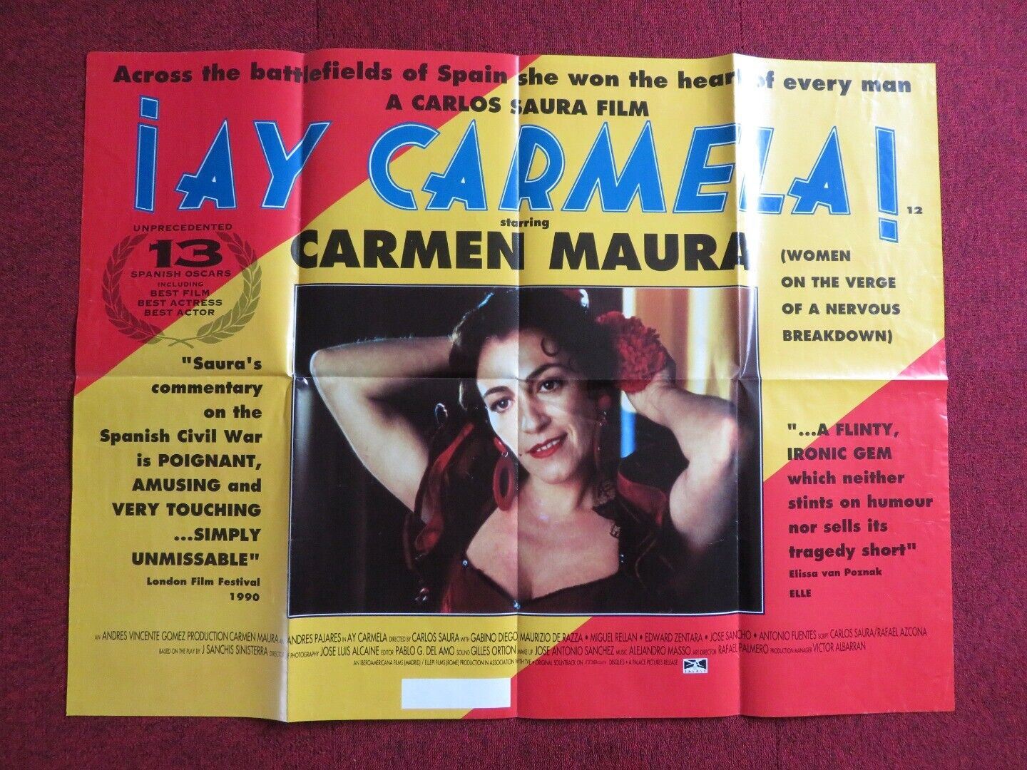 AY, CARMELA UK QUAD POSTER CARMEN MAURA ANDRES PAJARES 1990 Movie posters