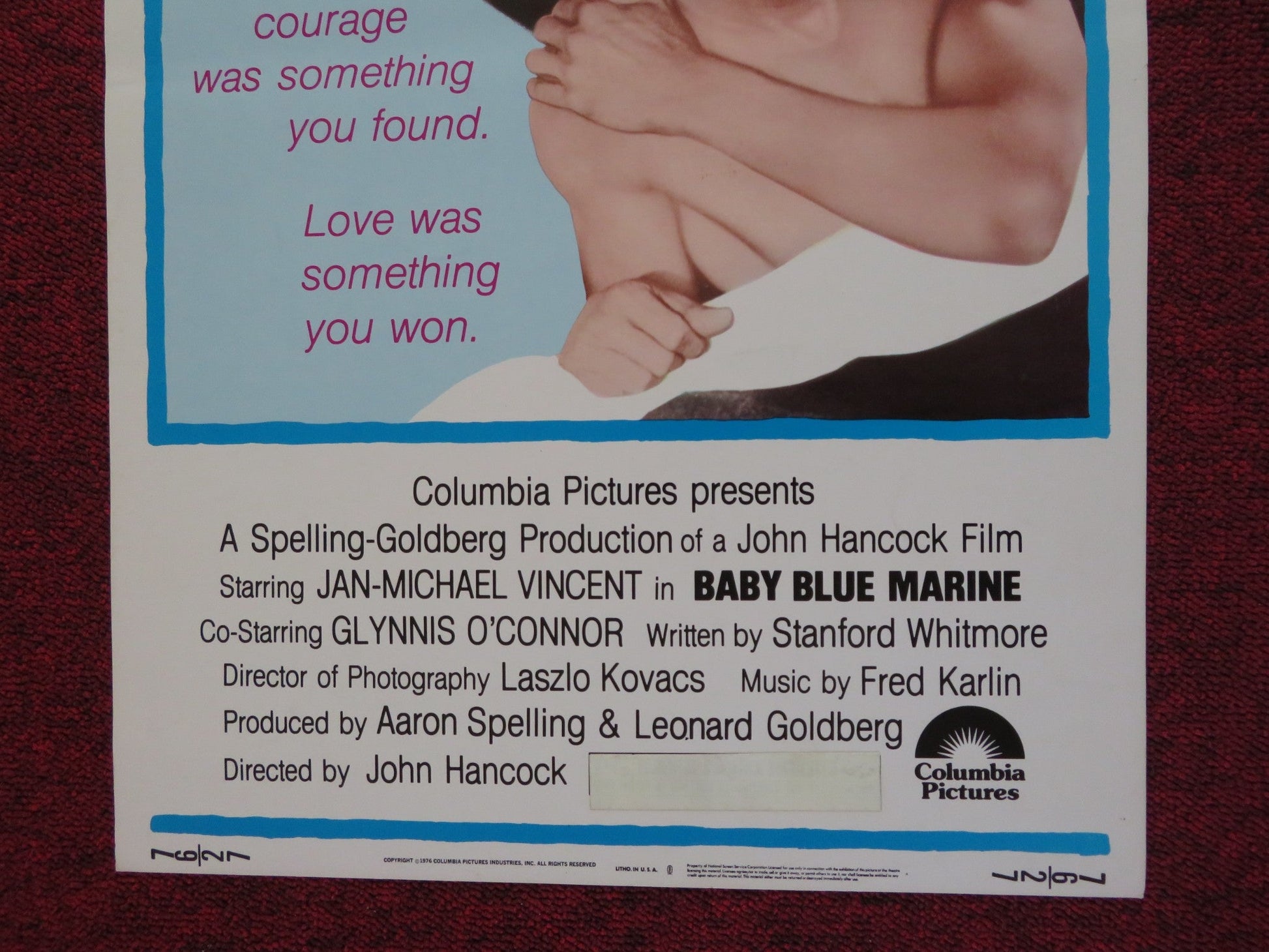 BABY BLUE MARINE US INSERT (14"x 36") POSTER JAN - MICHAEL VINCENT 1976 Rendezvous Cinema Movie posters