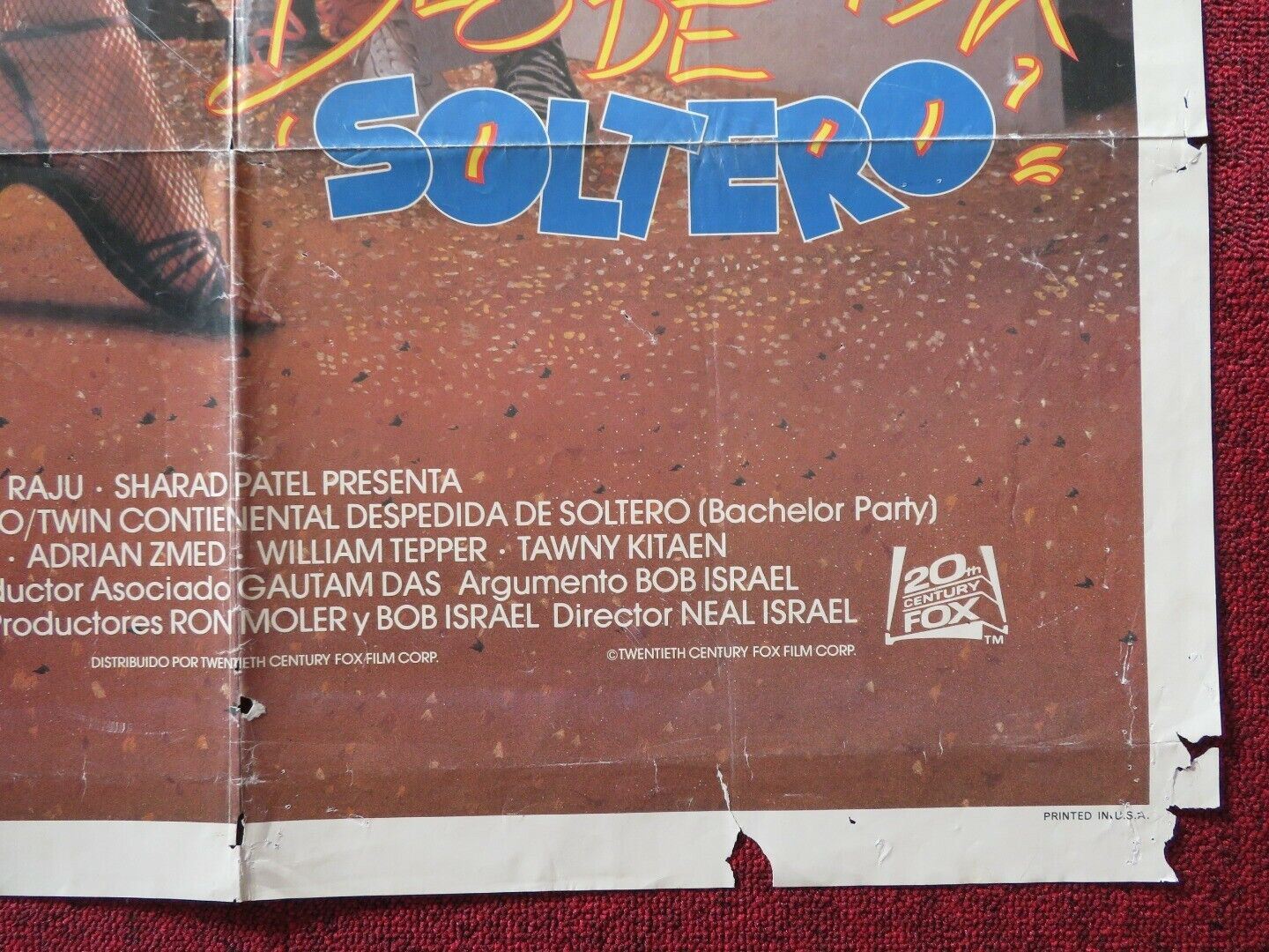 BACHELOR PARTY SPANISH ONE SHEET FOLDED POSTER TOM HANKS TAWNY KITAEN 1984 Movie posters