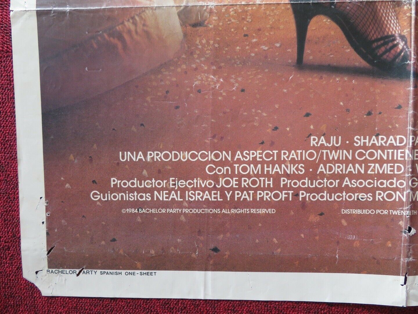 BACHELOR PARTY SPANISH ONE SHEET FOLDED POSTER TOM HANKS TAWNY KITAEN 1984 Movie posters