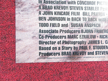 BACK TO BACK VHS VIDEO POSTER FOLDED BILL PAXTON APOLLONIA 1990 Rendezvous Cinema Movie posters