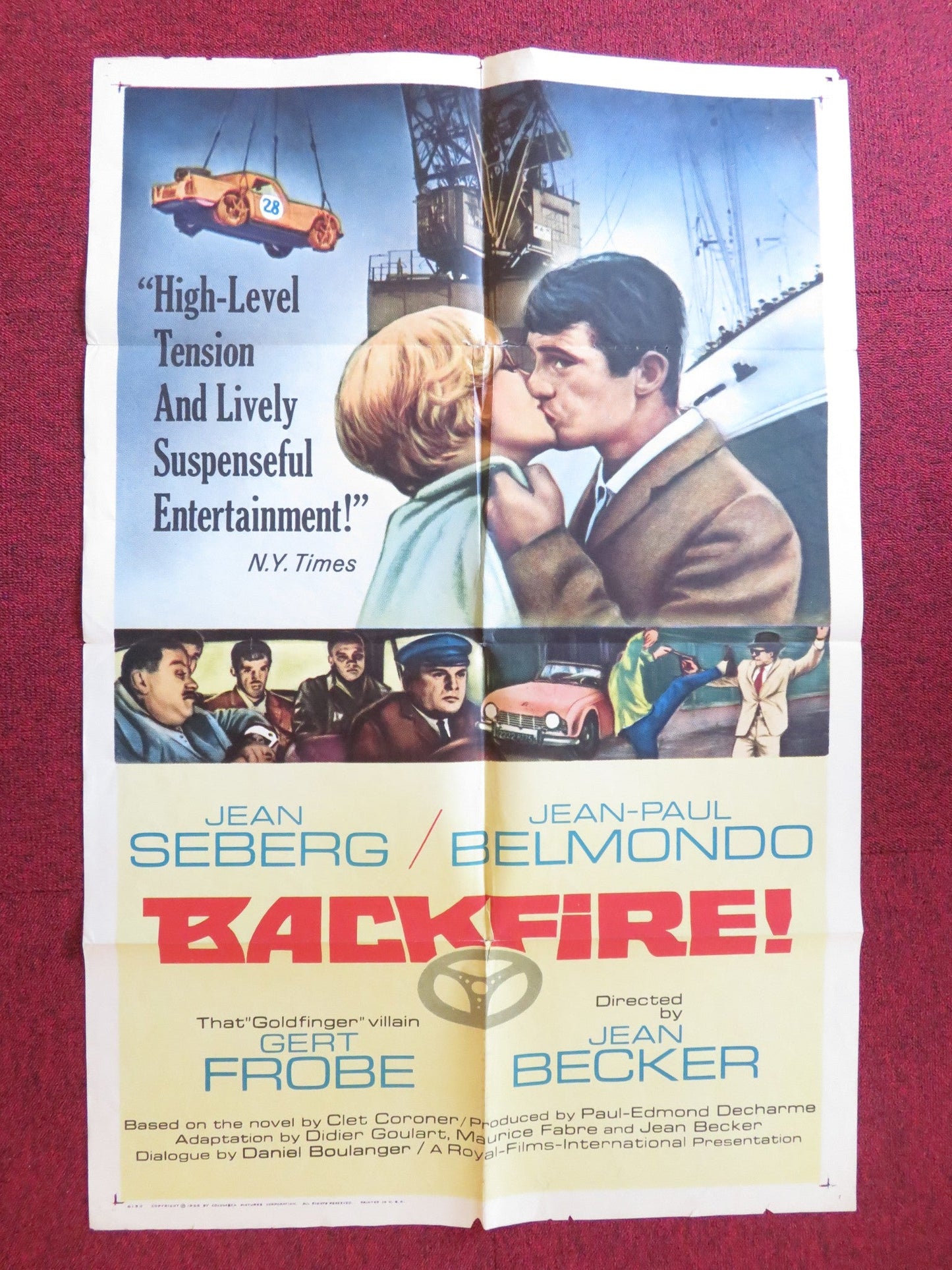 BACKFIRE FOLDED US ONE SHEET POSTER JEAN - PAUL BELMONDO JEAN SEBERG 1965 Rendezvous Cinema Movie posters