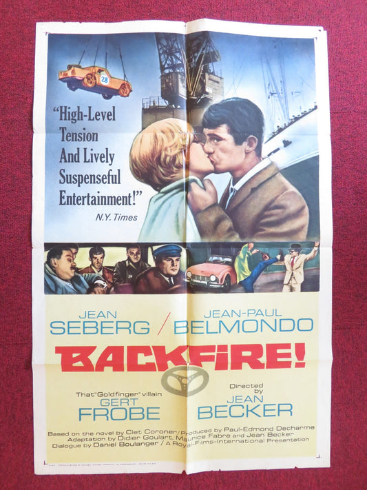 BACKFIRE FOLDED US ONE SHEET POSTER JEAN - PAUL BELMONDO JEAN SEBERG 1965 Rendezvous Cinema Movie posters