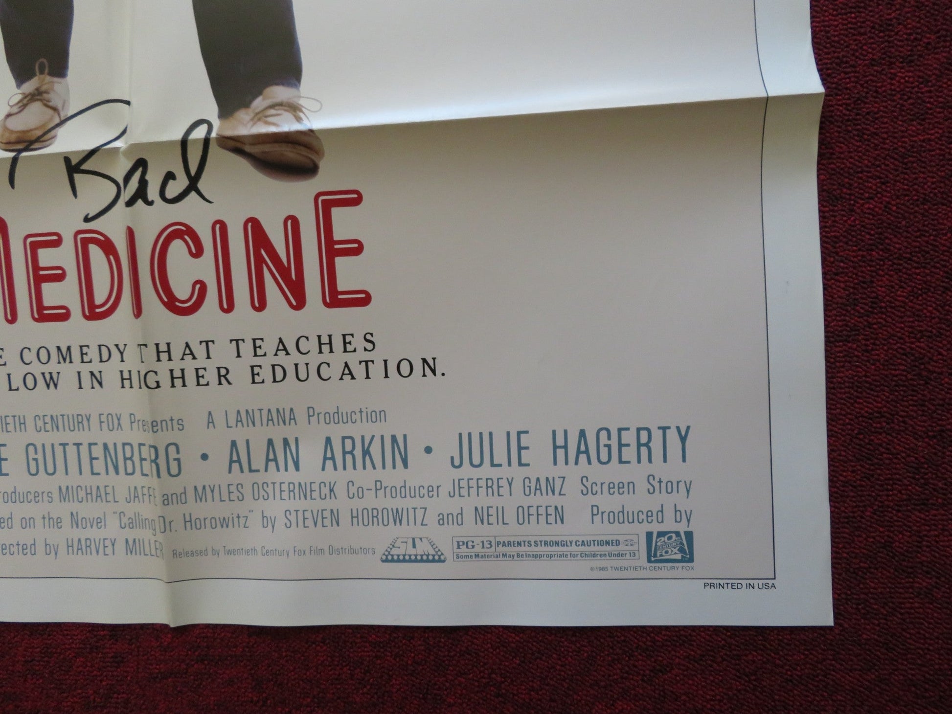 BAD MEDICINE FOLDED US ONE SHEET POSTER STEVE GUTTENBERG ALAN ARKIN 1985 Rendezvous Cinema Movie posters