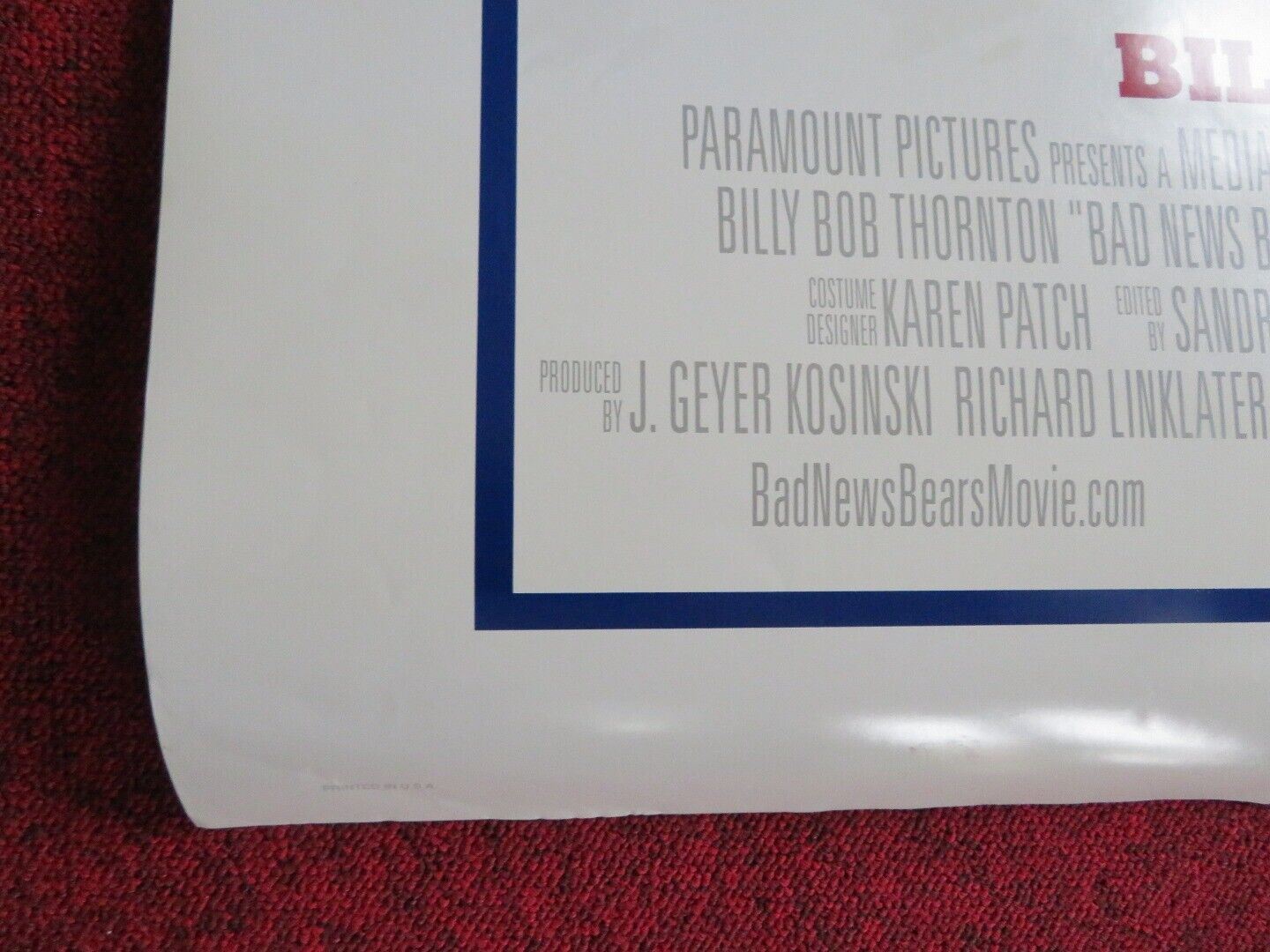 BAD NEWS BEAR MOVIE US ONE SHEET ROLLED POSTER BILLY BOB THORNTON 2005 Movie posters