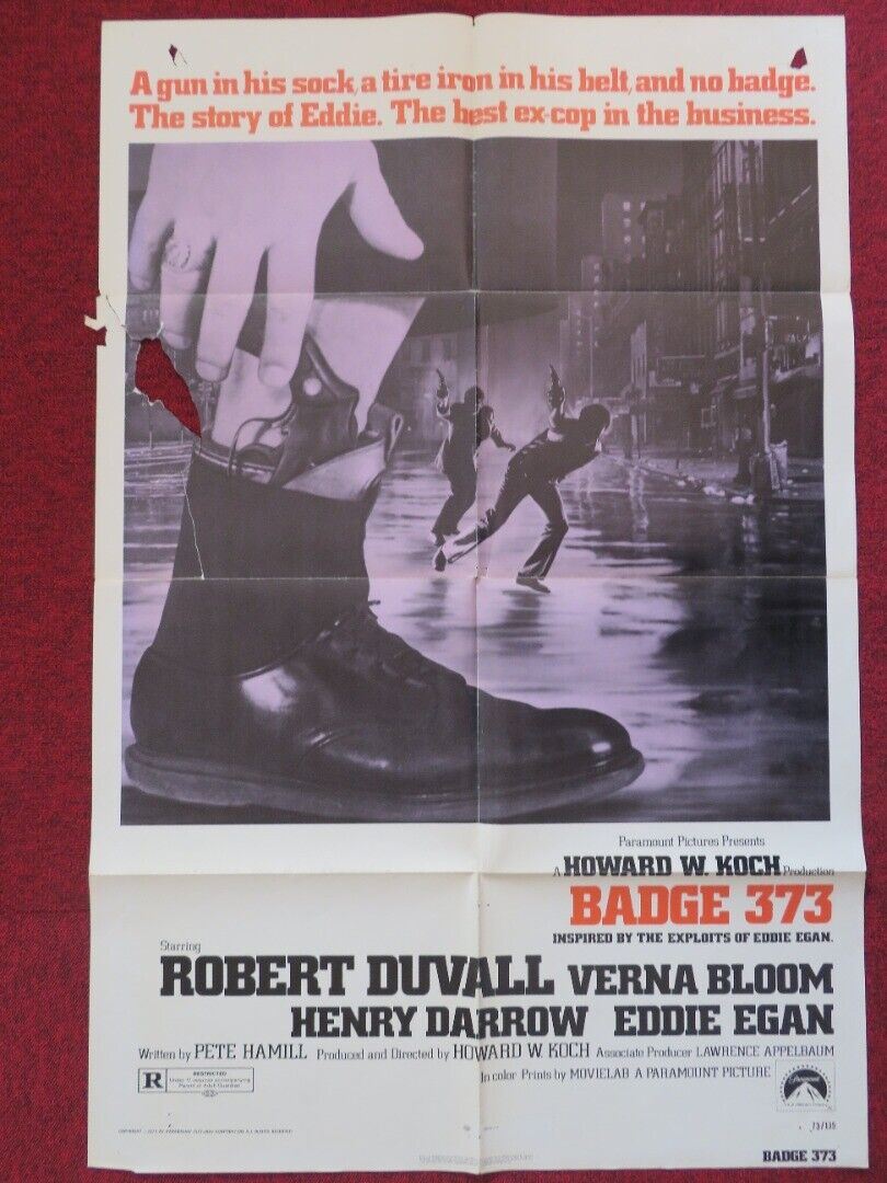 BADGE 373 FOLDED US ONE SHEET POSTER ROBERT DUVALL VERNA BLOOM 1973 Movie posters