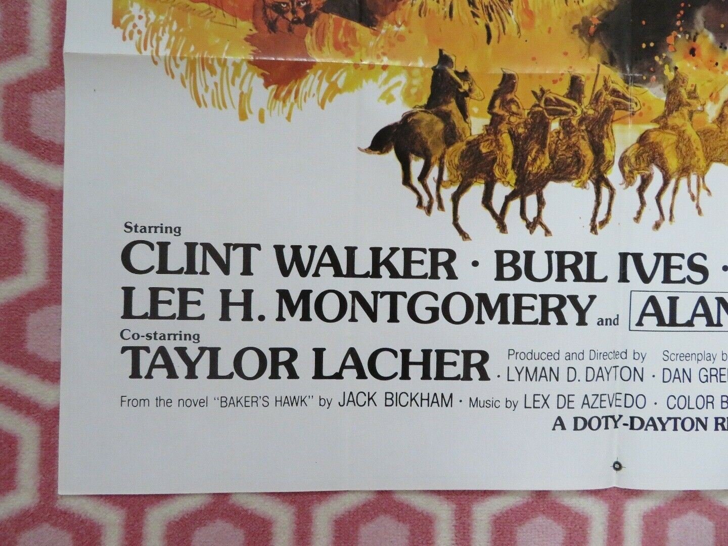 BAKER'S HAWK FOLDED US ONE SHEET POSTER CLINT WALKER BURL IVES 1976 Movie posters