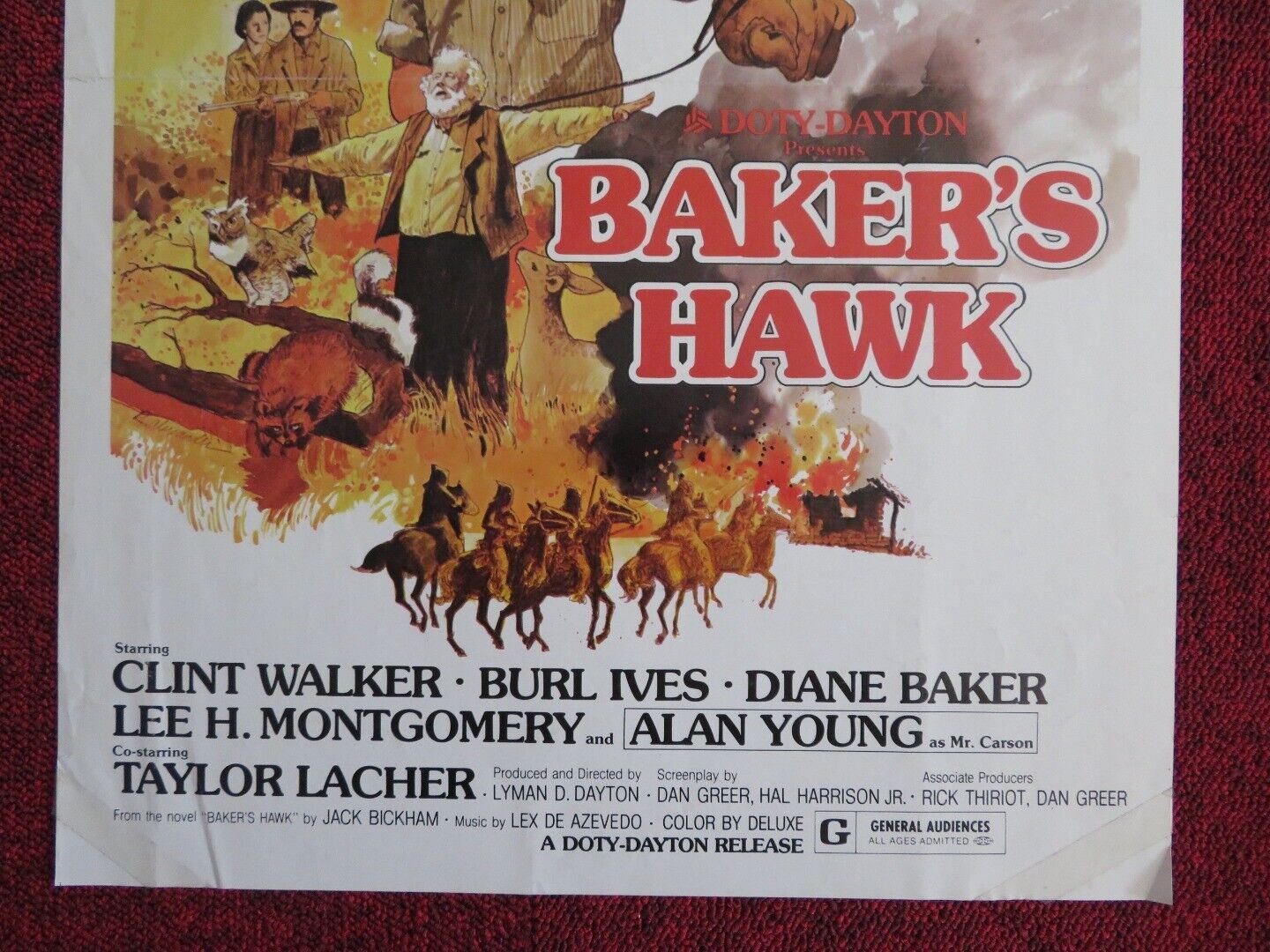 BAKER'S HAWK U.S MINI (13.5"x 20") POSTER CLINT WALKER BURL IVES 1976 - Rendezvous Cinema