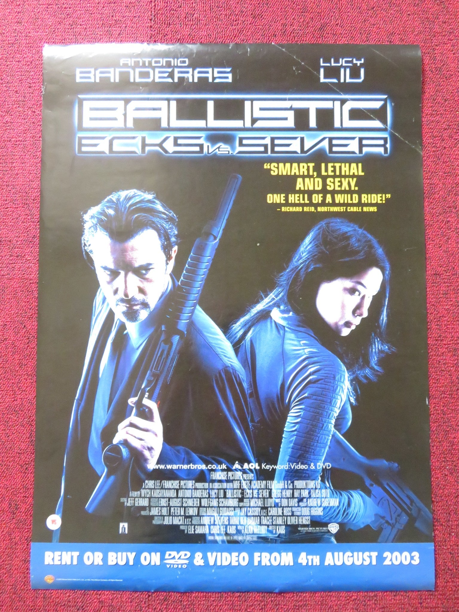 BALLISTIC ECKS VS. SEVER VHS VIDEO POSTER ANTONIO BANDERAS LUCY LIU 2002 Rendezvous Cinema Movie posters