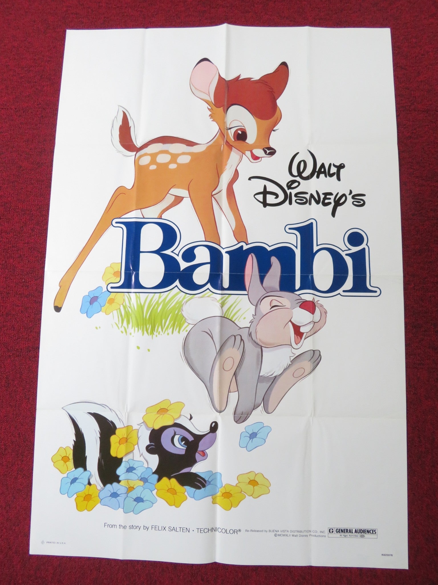 BAMBI FOLDED US ONE SHEET POSTER DISNEY HARDIE ALBRIGHT STAN ALEXANDER 1982 Rendezvous Cinema Movie posters