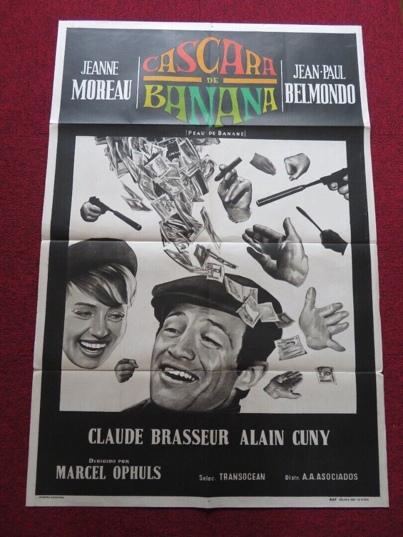 BANANA PEEL FOLDED ARGENTINA ONE SHEET POSTER JEANNE MOREAU JEAN PAUL BELMONDO Movie posters