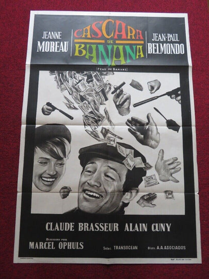 BANANA PEEL FOLDED ARGENTINA ONE SHEET POSTER JEANNE MOREAU JEAN PAUL BELMONDO Movie posters