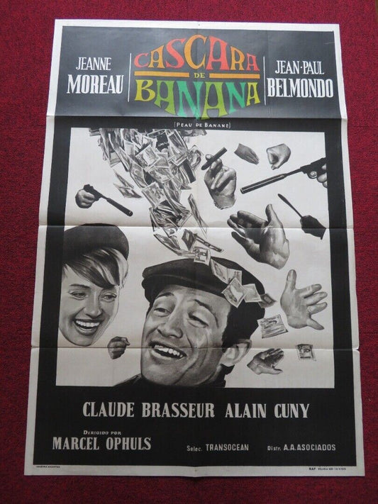BANANA PEEL FOLDED ARGENTINA ONE SHEET POSTER JEANNE MOREAU JEAN PAUL BELMONDO Movie posters