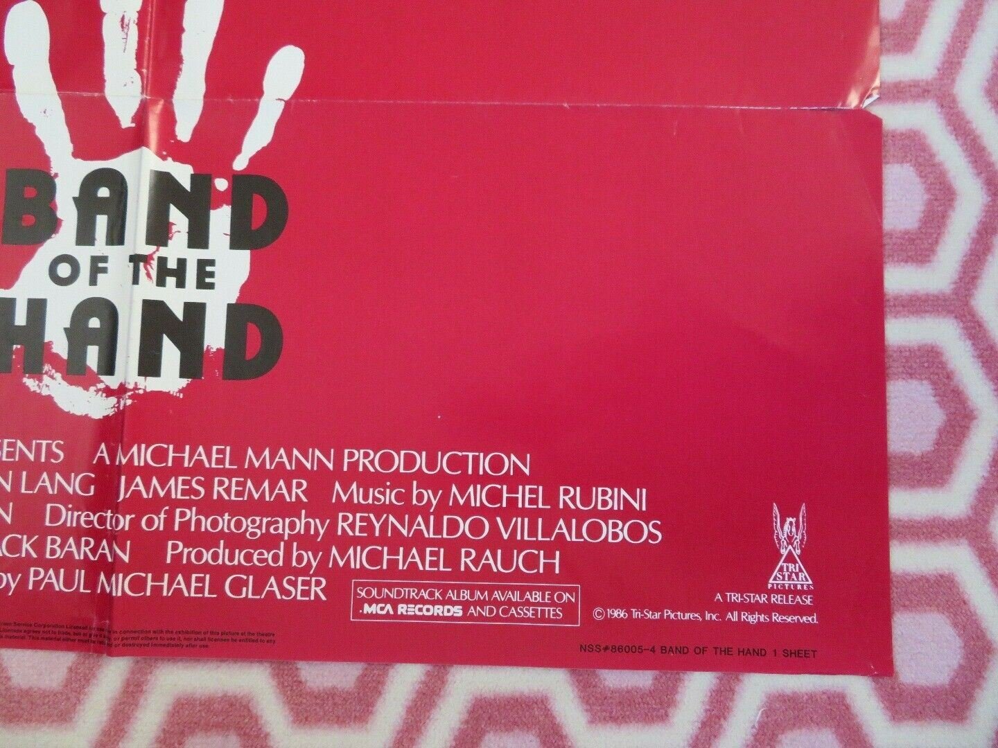 BAND OF THE HAND US FOLDED ONE SHEET POSTER STEPHEN LANG JAMES REMAR 1986 Movie posters