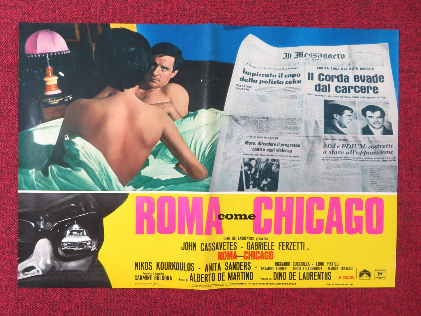 BANDITS IN ROME - A ITALIAN FOTOBUSTA POSTER JOHN CASSAVETES G.FERZETTI 1968 Rendezvous Cinema Movie posters