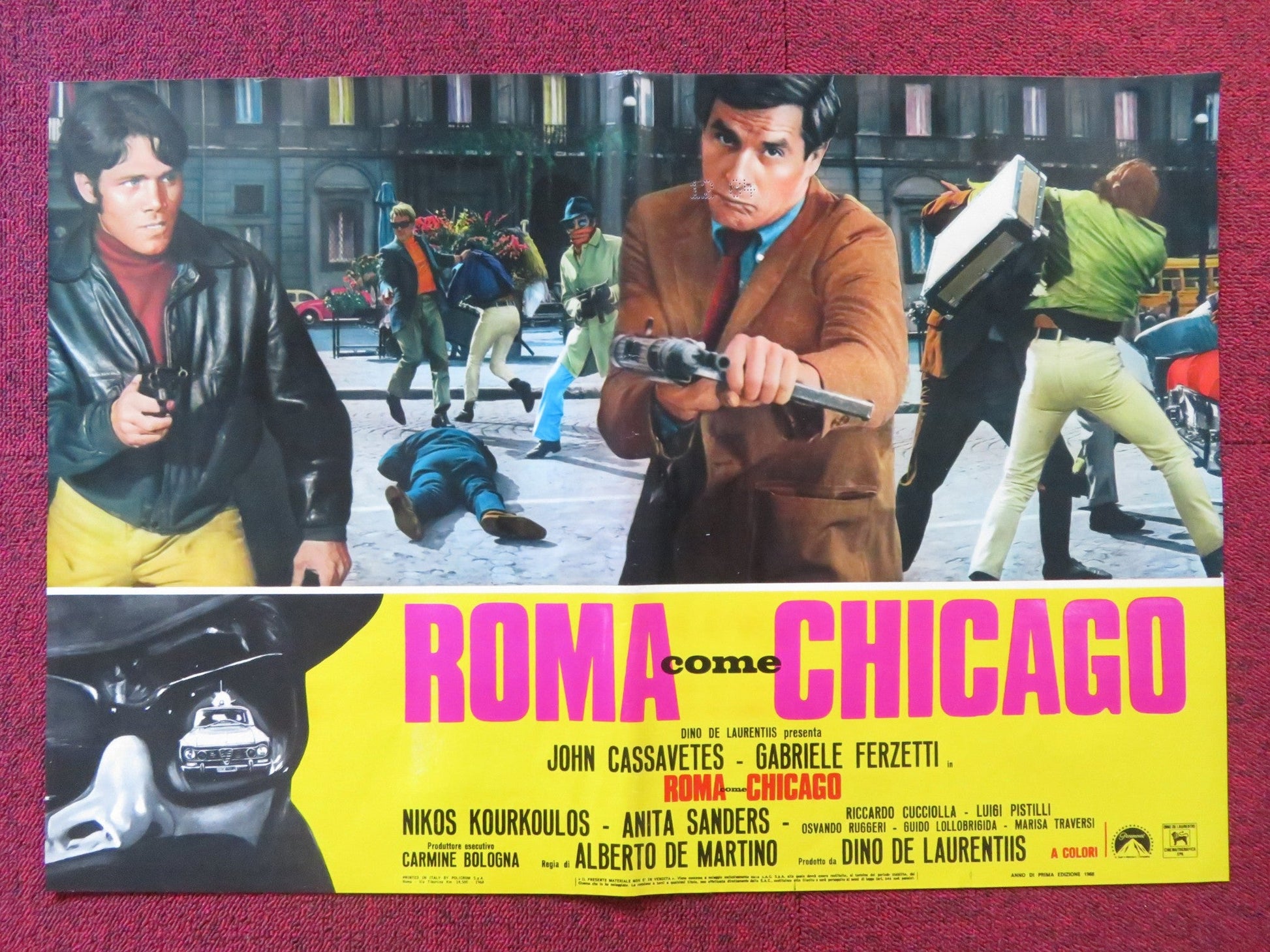 BANDITS IN ROME - E ITALIAN FOTOBUSTA POSTER JOHN CASSAVETES G. FERZETTI 1968 Rendezvous Cinema Movie posters