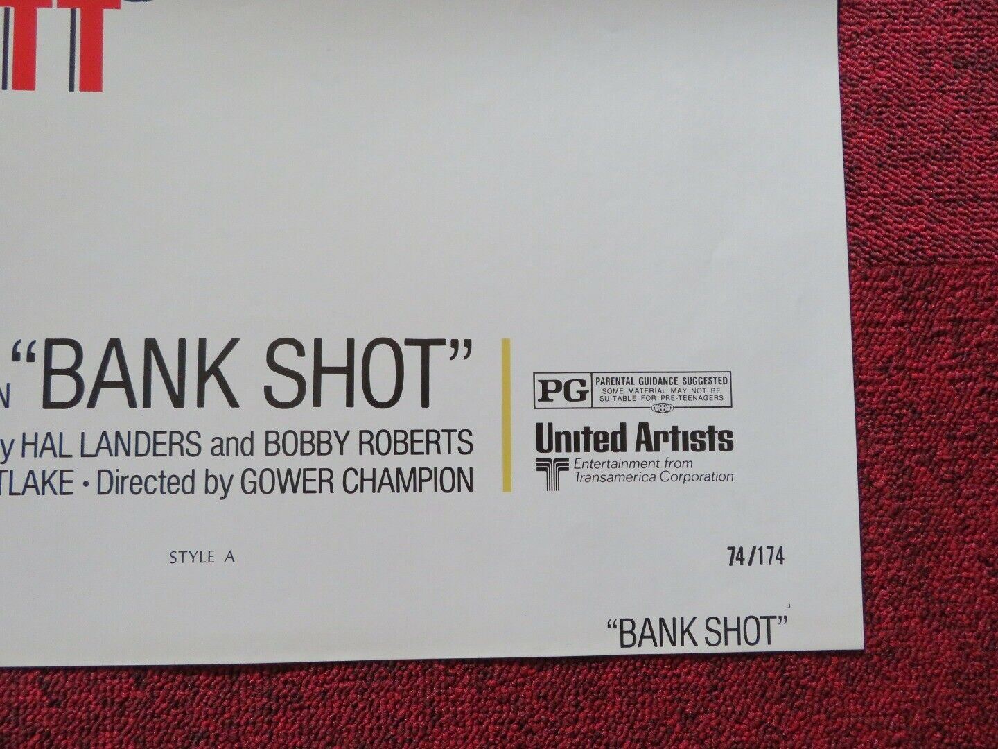 BANK SHOT STYLE A FOLDED US ONE SHEET POSTER GEORGE C.SCOTT JOANNA CASSIDY 1974 Movie posters