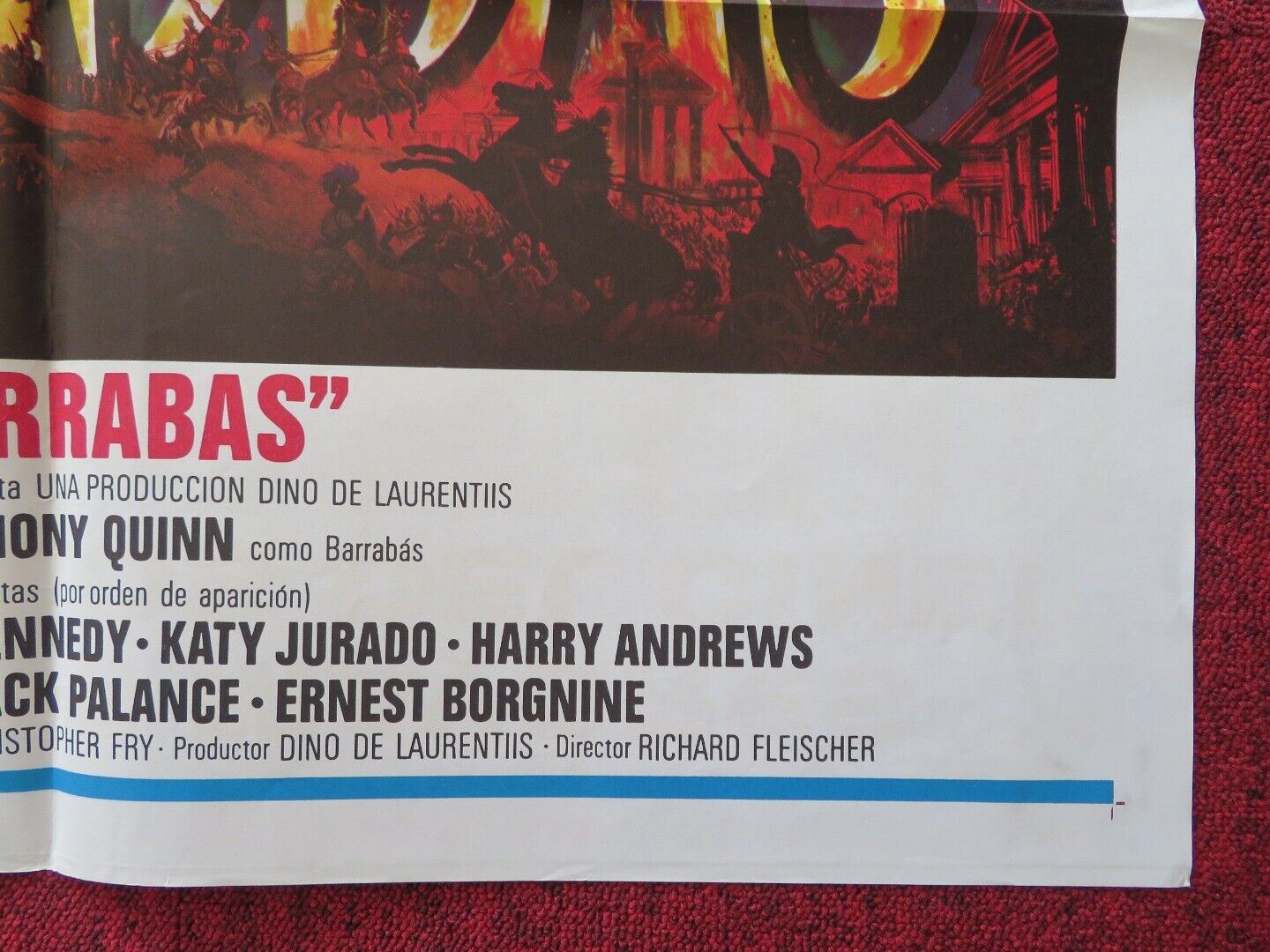 BARABAS SPANISH ONE SHEET FOLDED POSTER ANTHONY QUINN SILVANA MANGANO 1961 - Rendezvous Cinema