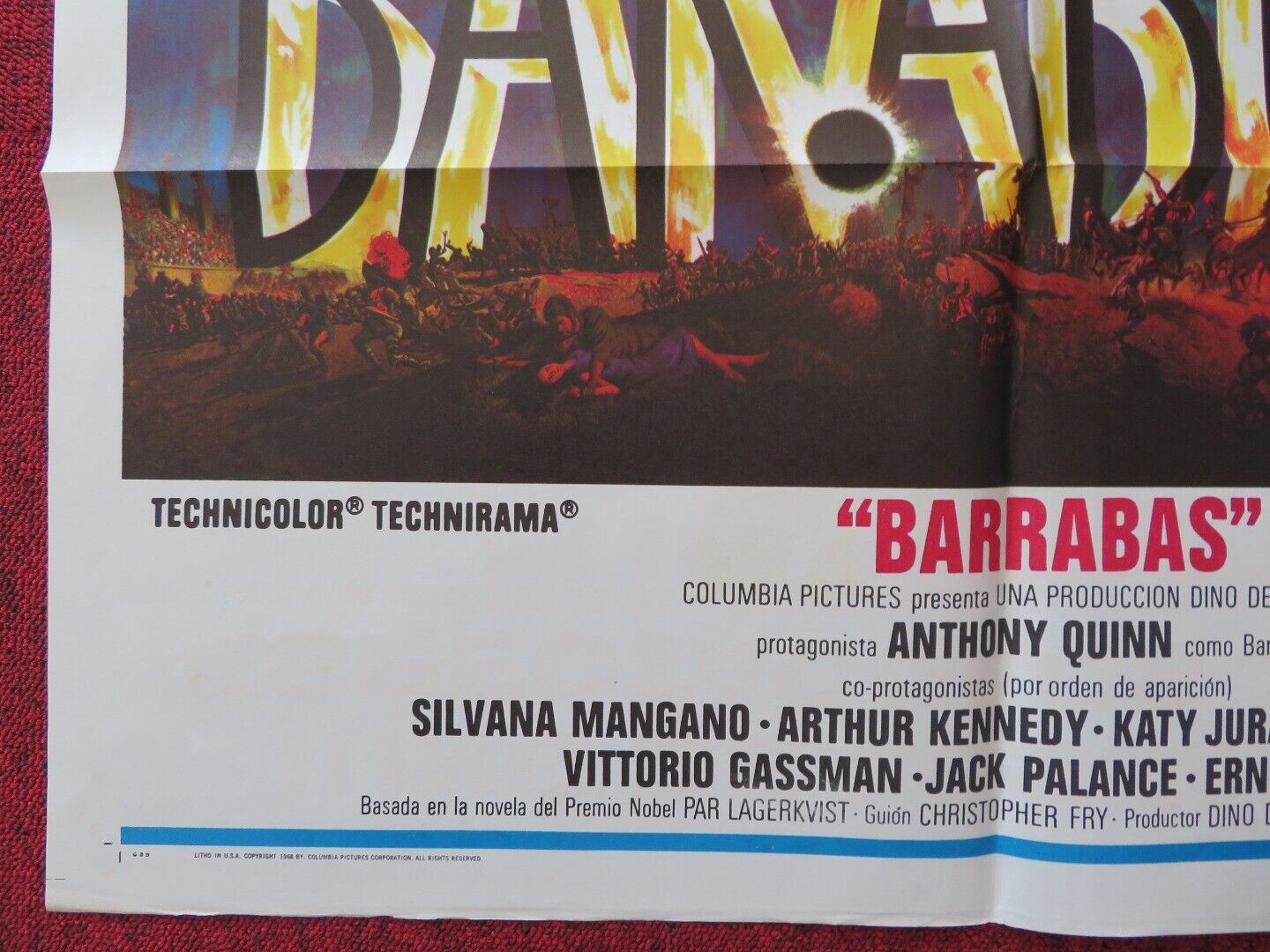 BARABAS SPANISH ONE SHEET FOLDED POSTER ANTHONY QUINN SILVANA MANGANO 1961 - Rendezvous Cinema