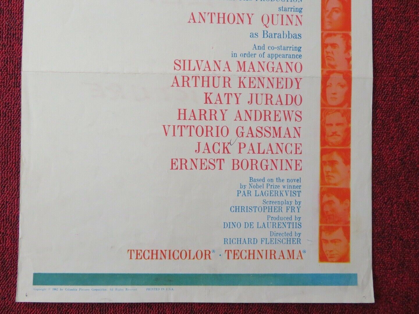 BARABBAS US INSERT (14"x 36") POSTER ANTHONY QUINN 1962 Movie posters