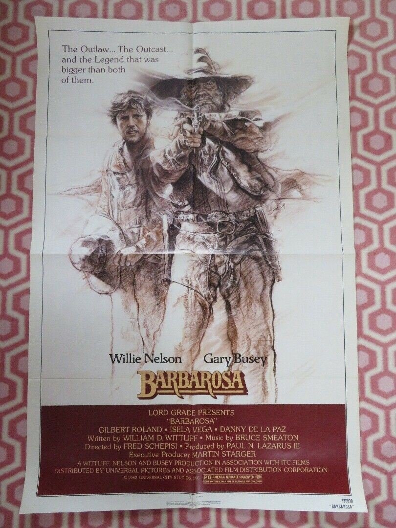 BARBAROSA FOLDED US ONE SHEET POSTER GARY BUSEY WILLIE NELSON 1982 Movie posters