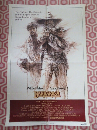 BARBAROSA FOLDED US ONE SHEET POSTER GARY BUSEY WILLIE NELSON 1982 Movie posters