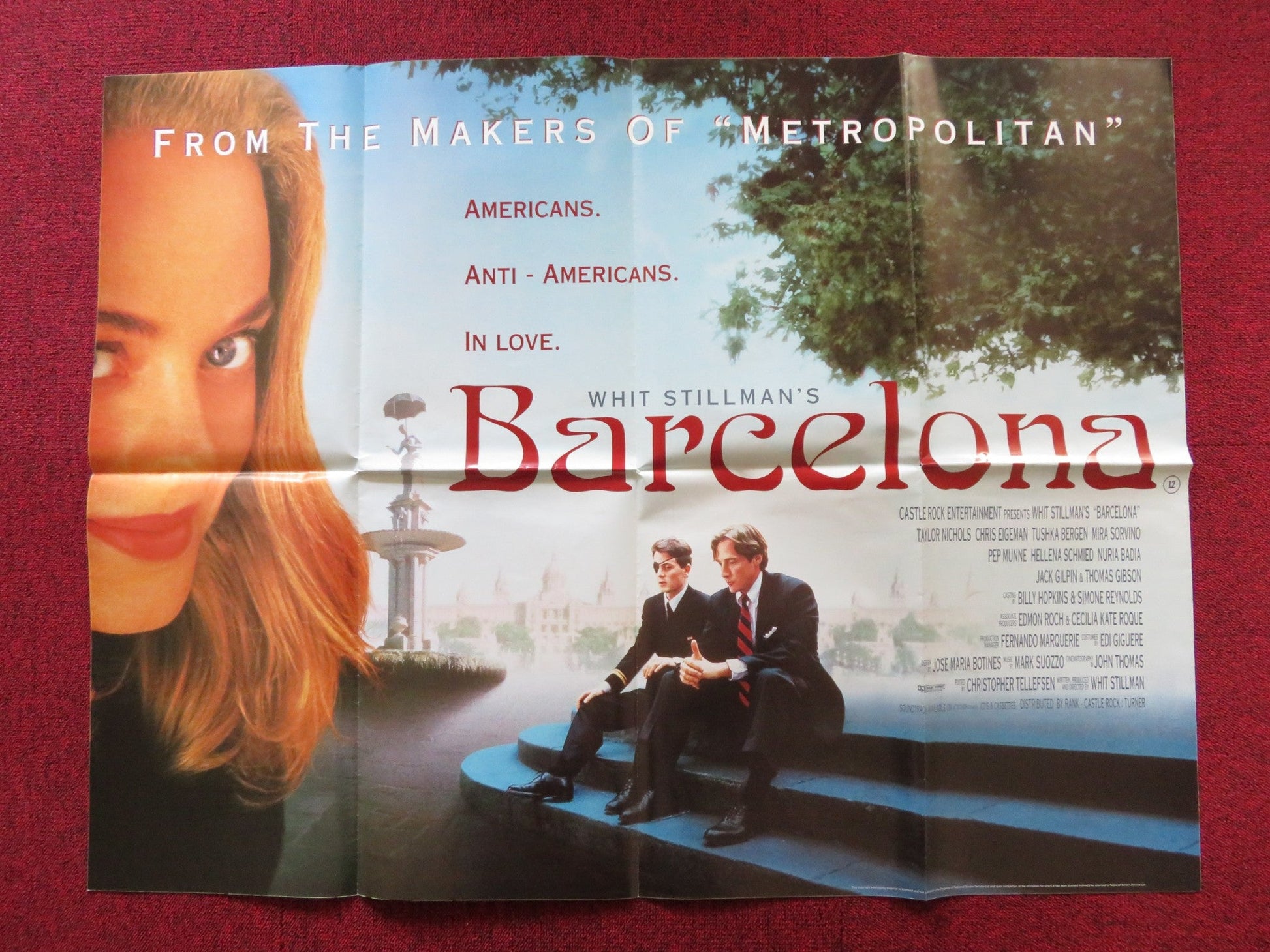 BARCELONA UK QUAD POSTER FOLDED CHRIS EIGEMAN TAYLOR NICHOLS 1994 Rendezvous Cinema Movie posters