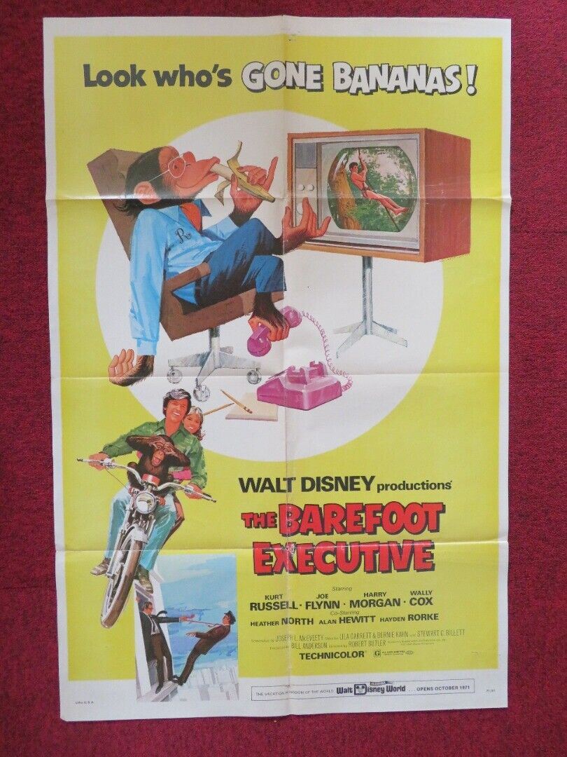 BAREFOOT EXECUTIVE FOLDED US ONE SHEET POSTER (26"x39") DISNEY 1971 Movie posters