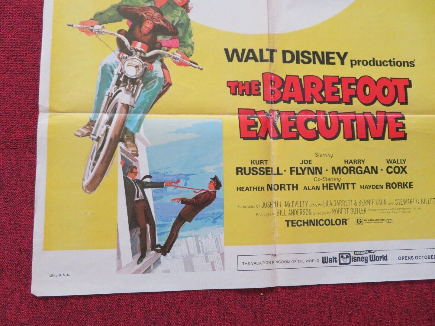 BAREFOOT EXECUTIVE FOLDED US ONE SHEET POSTER (26"x39") DISNEY 1971 Movie posters