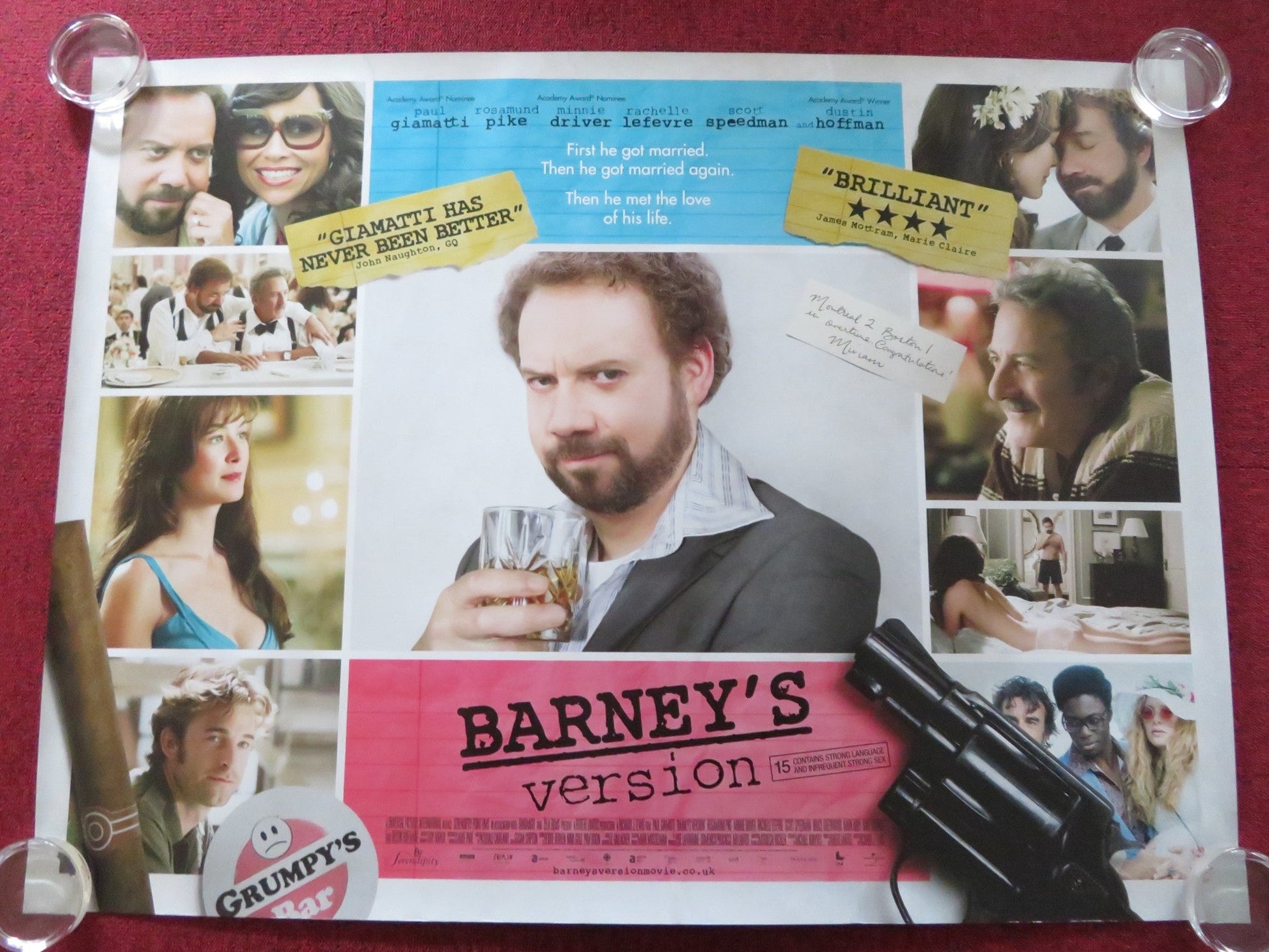 BARNEY'S VERSION UK QUAD (30"x 40") ROLLED POSTER PAUL GIAMATTI M. GRENON 2010 Rendezvous Cinema Movie posters