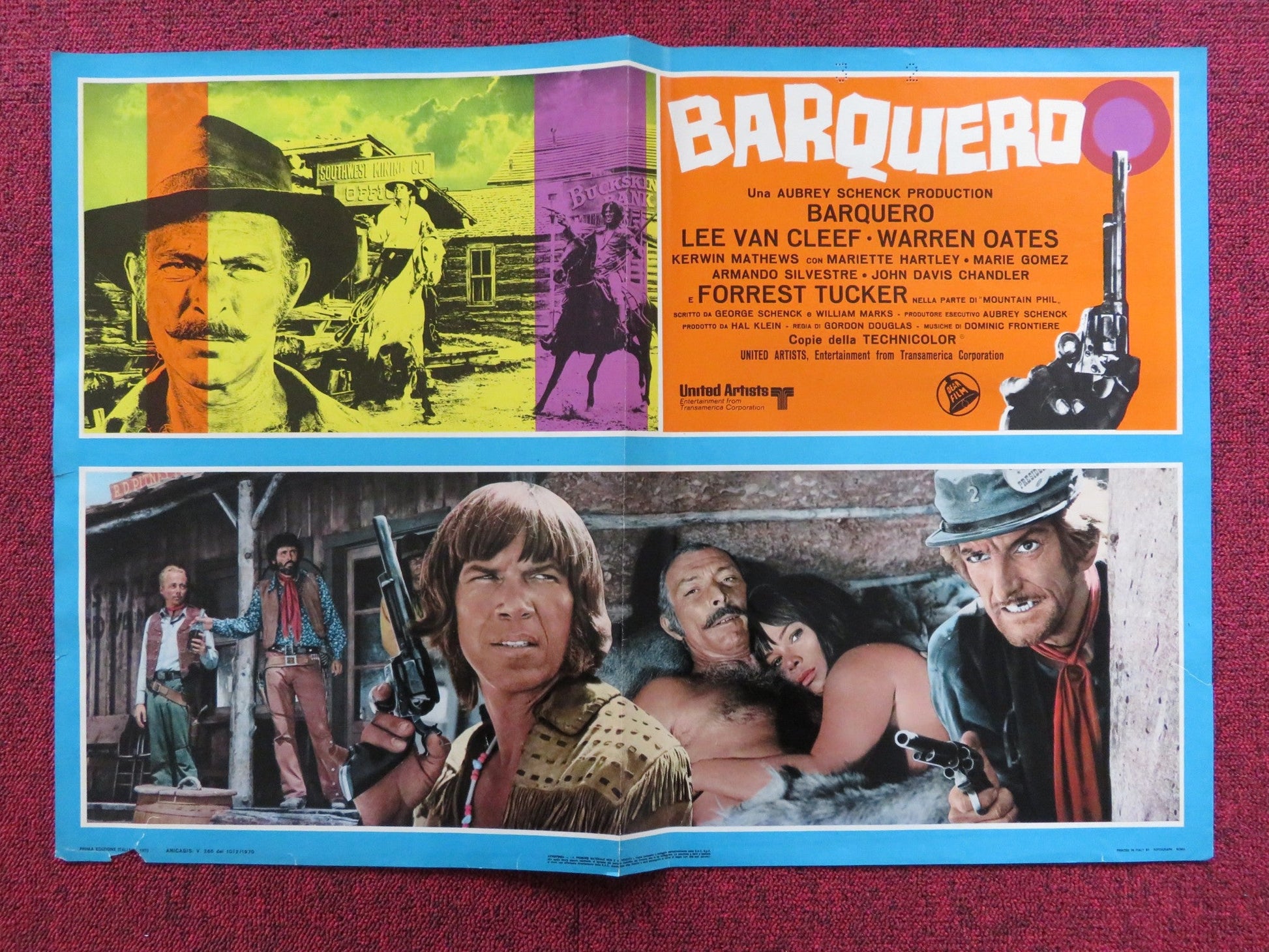 BARQUERO - B ITALIAN FOTOBUSTA POSTER LEE VAN CLEEF WARREN OATES 1970 Rendezvous Cinema Movie posters
