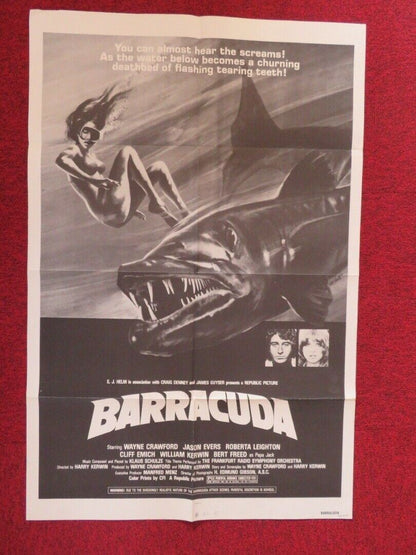 BARRACUDA FOLDED US ONE SHEET POSTER WAYNE CRAWFORD 1978 Movie posters