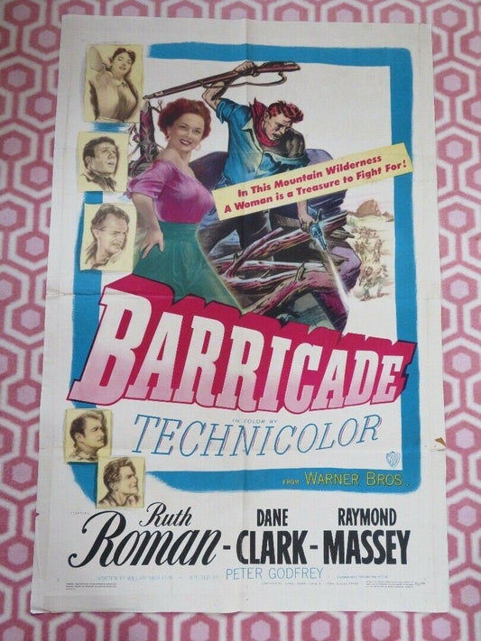 BARRICADE FOLDED US ONE SHEET POSTER RUTH ROMAN DANE CLARK 1950 Movie posters