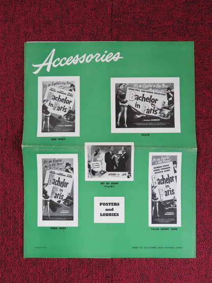 BATCHELOR IN PARIS UNCUT LIPPERT FOLDED PRESS BOOK DENNIS PRICE ANNE VERNON 1952 Rendezvous Cinema Movie posters